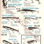 Page 9 has an ad depicting Rattlin' Rogue, Deep Rattlin' Rogue, Spoonbill Deep Diving Rogue, Horse Fly, Devils Toothpick, F-100 and F200 Devils Horse, and the Carrot Top.