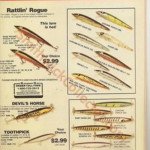 This is an ad from the 1985 Toledo Tackle factory Outlet Catalog. Shows the devils Horse F-100, C1000 Toothpick, F-1000 Carrot Top, RB-1200 and DRB-1200 Rogues.