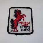 This patch shows up in the color chart from the 1980's. It is 3" high and 2 1/2" wide.