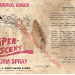 Label from Worm Scent Spray.
This is a label from a spray can of Worm Scent.